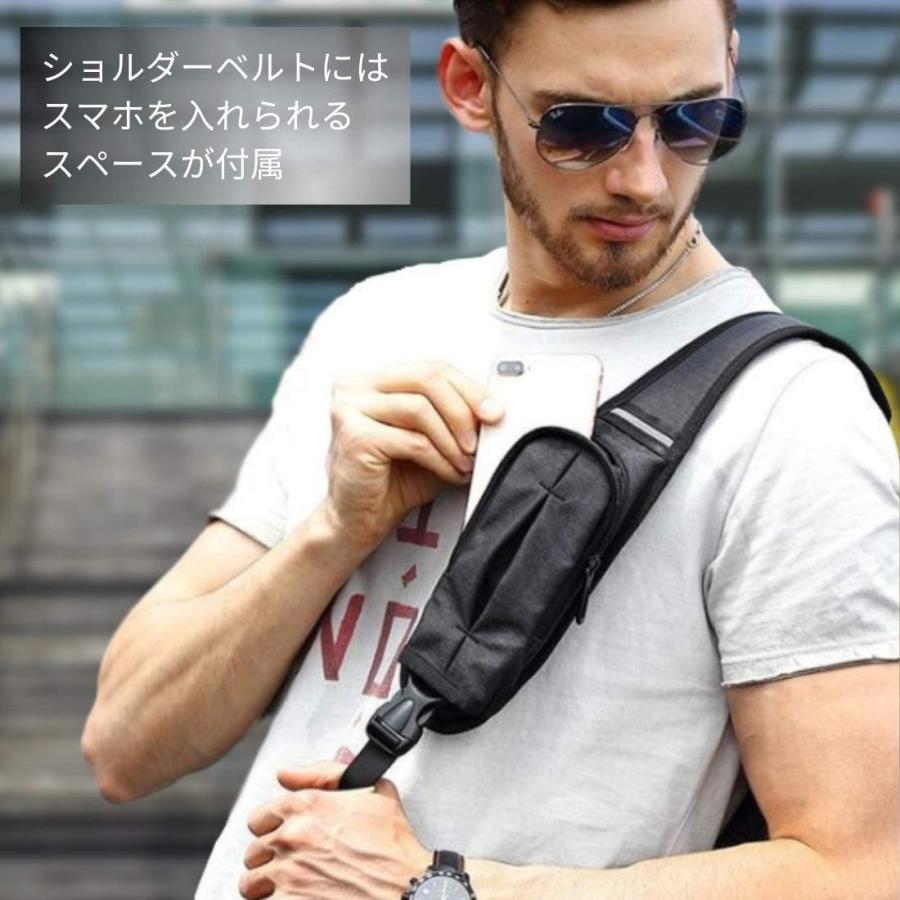 ワンショルダー バッグ メンズ クロス ボディーバッグ スマホ取り出し ポケット 斜め掛けバッグ 軽量 防水 （ブラック） |  | 02