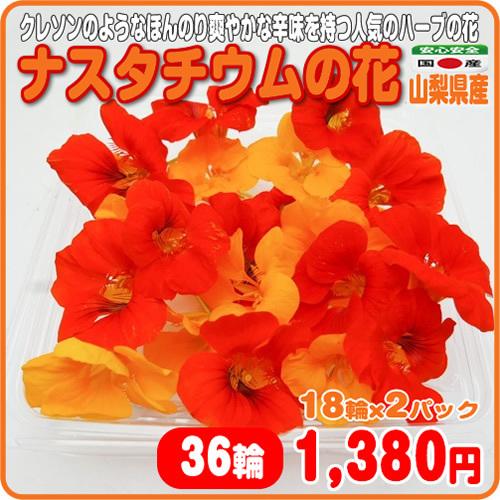414円 低価格の ナスタチウムの花 １８輪x２パック 色鮮やかなハーブの花 クレソンのようなほんのり辛み 山梨県産