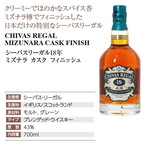 ウイスキー シーバスリーガル ミズナラ カスク フィニッシュ 18年 43度 正規 箱なし 700ml スコッチ 洋酒｜e-felicity｜02