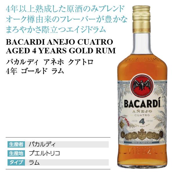 バカルディ ラム アネホ クアトロ 40度 750ml スピリッツ : 酒類の総合