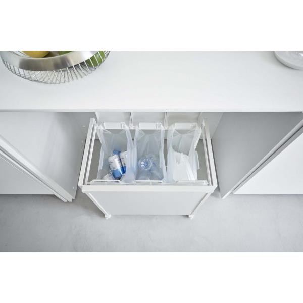 蓋付き目隠し分別ダストワゴンタワー3分別ホワイト タワー