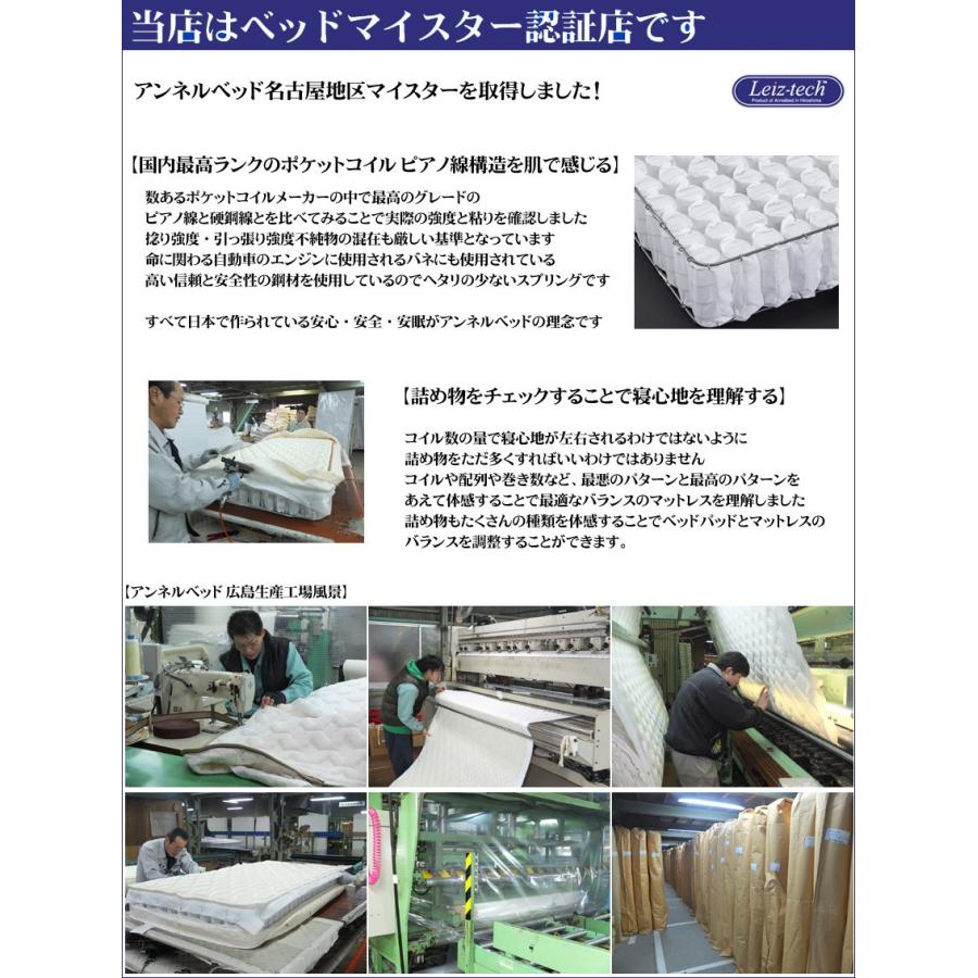 アンネルベッド MFI-AD001 P1050 セミダブルマットレス ピアノ線 ポケットコイル 小径高密度 ソフト系 正規販売店 日本製ハンドメイド |  | 09