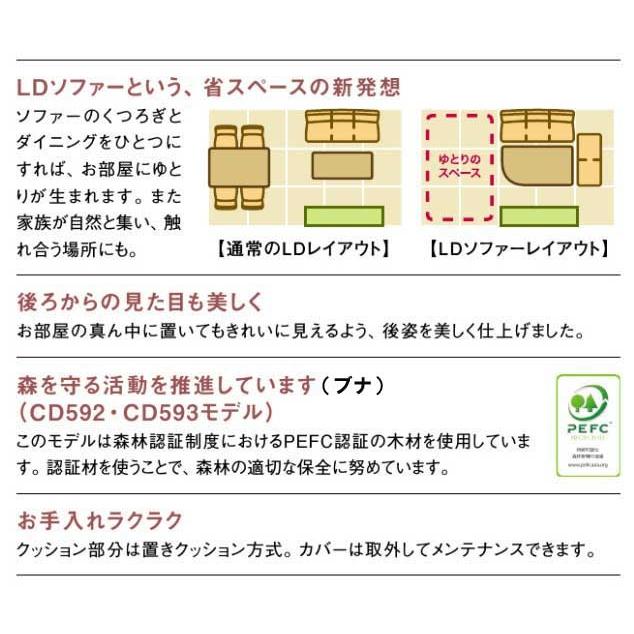 カリモク CD5923 食堂椅子 3人掛け椅子 ダイニング椅子 ベンチシート LDソファー ファブリック 布張り カバーリング 日本製家具 正規取扱店 木製 単品 バラ売りの画像