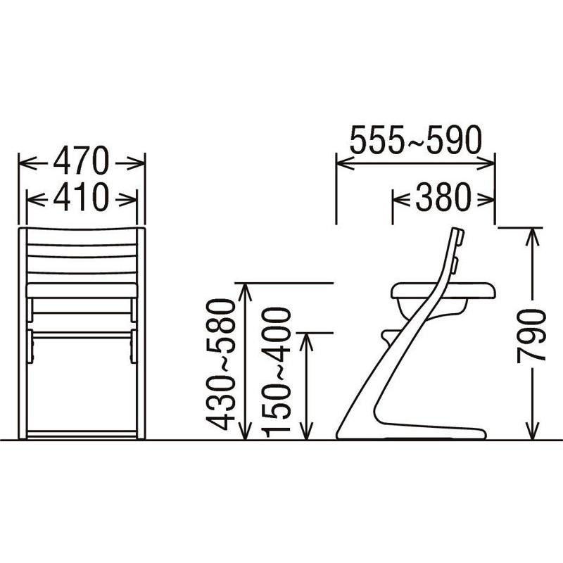 カリモク CU1017 CU1007 デスクチェア 子供用椅子 フィットチェア ダイニングチェアとしても 合成皮革 布張り 長く使える COMカラー 日本製家具 木製｜e-flat｜02