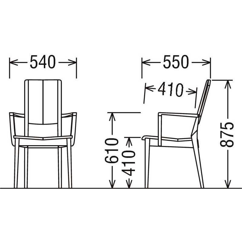 カリモク CU4540 CU4590 食堂椅子 食卓椅子 ダイニングチェア 肘掛椅子 板座 肘付椅子 日本製家具 正規取扱店 木製 単品 バラ売り | カリモク家具 | 01