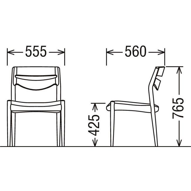 カリモク CU7115 CU7165 食堂椅子 食卓椅子 ダイニングチェア 合成皮革張り 選べるカラー 日本製家具 正規取扱店 木製 単品 バラ売り｜e-flat｜02