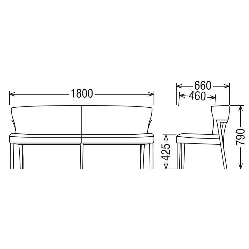 カリモク家具 カリモク CU9404 CU9454 食堂椅子 3人掛け椅子ロング