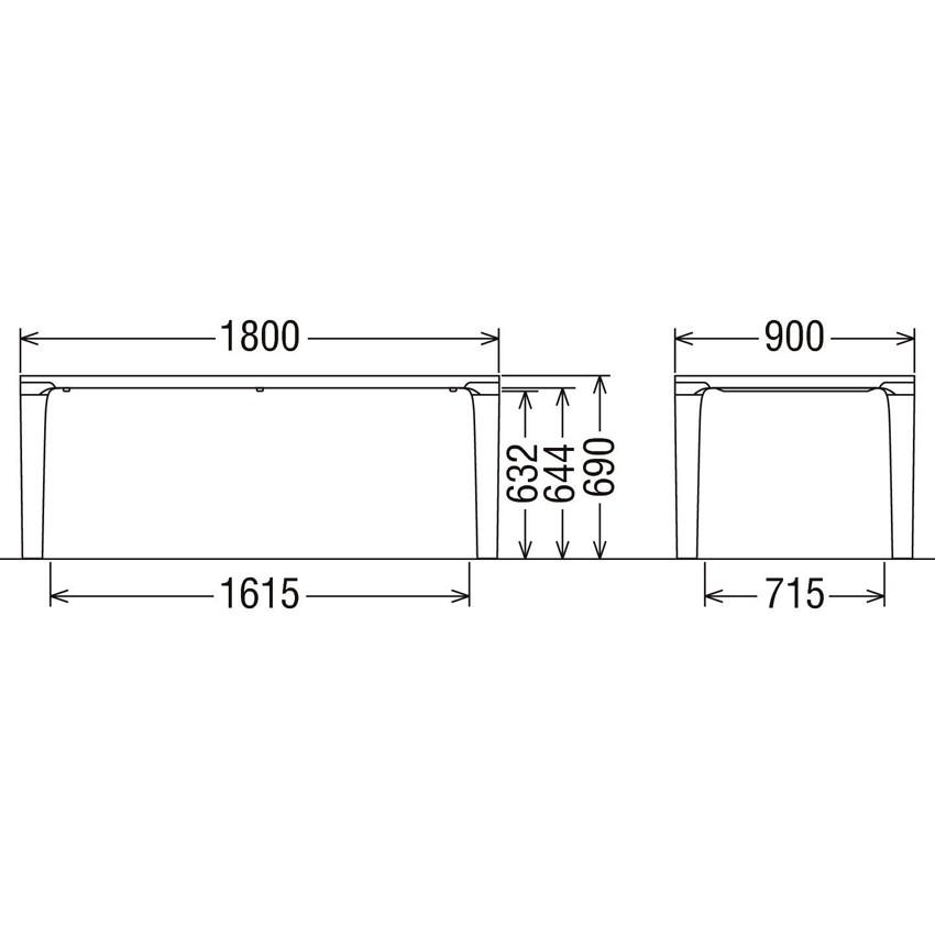 カリモク DD6230 DD6235 180ｃｍダイニングテーブル 食卓テーブル 配膳台 食事机 テーブルのみ オーク ウォールナット メープル チェリー 日本製家具 | カリモク家具 | 02
