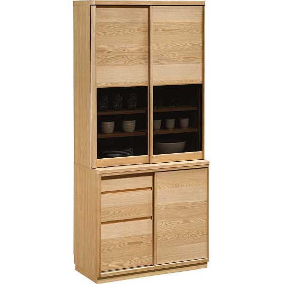 カリモク ET3410 ET3430 食器棚 85サイズ キッチンボード ダイニングボード ナチュラル 引き扉 ブラウン カップボード 食器収納 設置 日本製家具 | カリモク家具 | 03