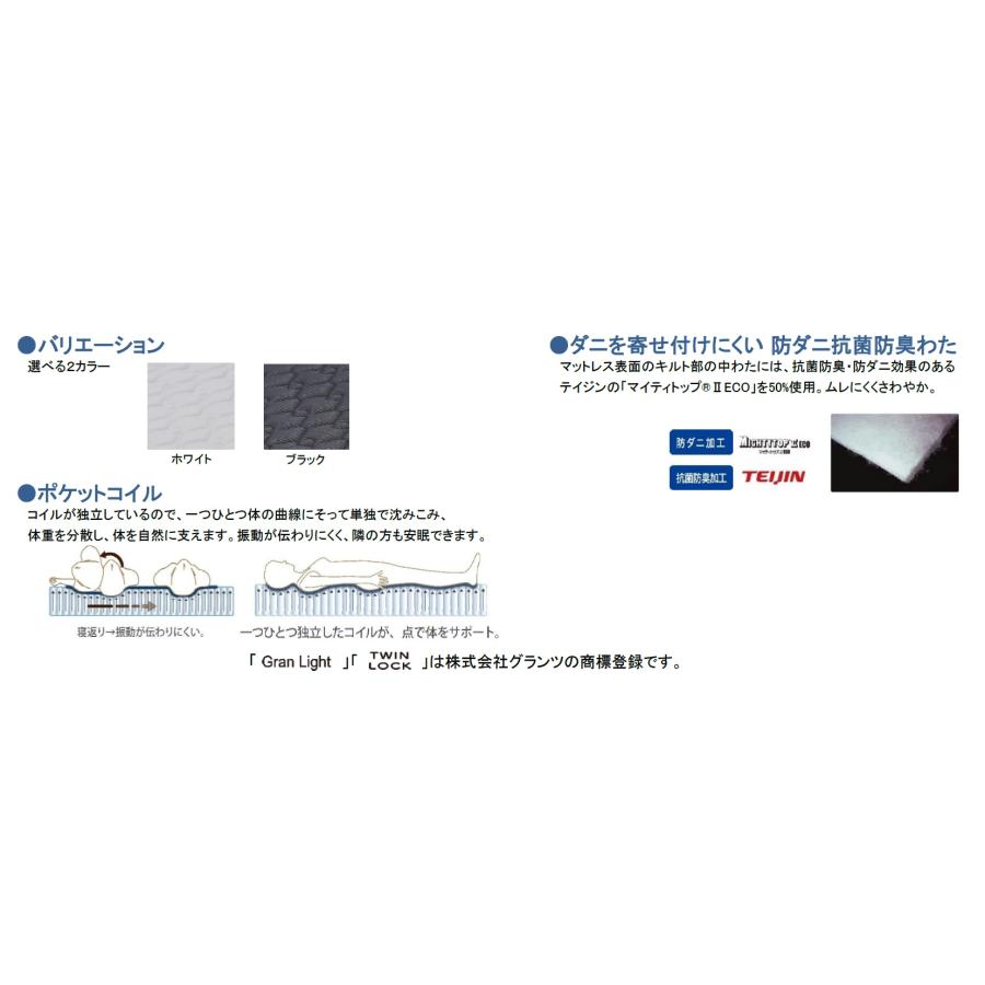 グランツ グランライト ベーシック 【WDサイズ】 【ワイドダブル】 ポケットコイル マットレス スタンダード レギュラー 国産/日本製寝具 GranLight basic_4