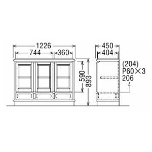 カリモク HC4007NK コロニアルウォールナットサイドボード・ミドルボード・コンソール収納 シンプル ガラス開き戸・引き出し付き 日本製家具｜e-flat｜02