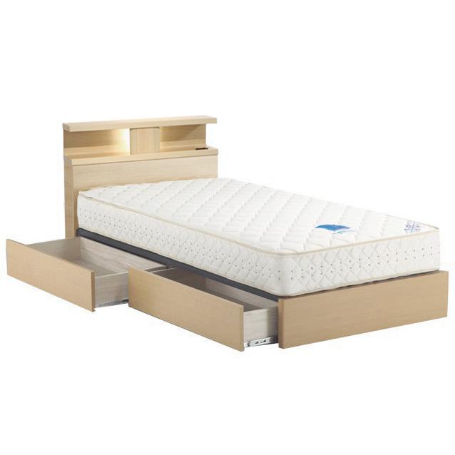 ドリームベッド カエラル958 ダブル ドロアータイプ・脚付き 収納タイプ 宮付き・棚付き・照明 日本製 フレームのみ | ドリームベッド