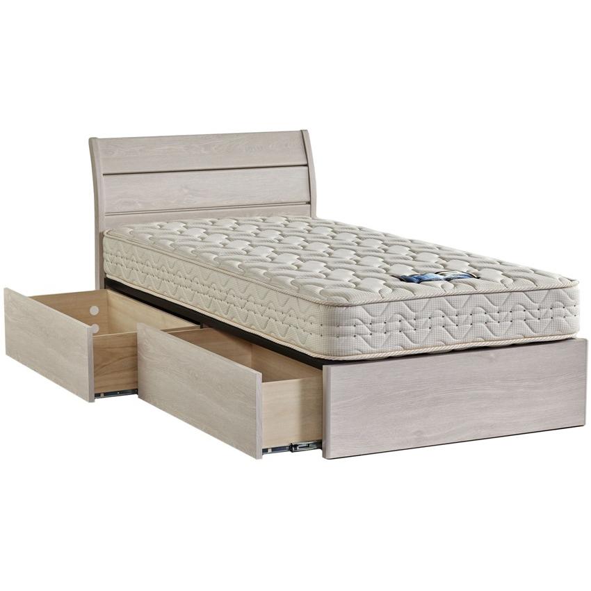 ドリームベッド フェミスティ2602 ダブル フラット・ベーシック ドロアータイプ・引き出し付き ホワイト 日本製 マットレス付き