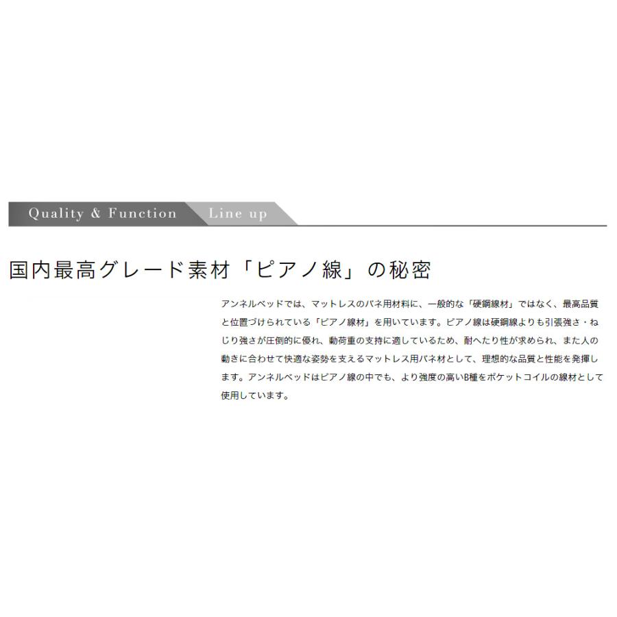 アンネルベッド リクレア5.5 ワイドダブルマットレス ピアノ線 ポケットコイル 平行/交互配列 消臭キュートリー 正規販売店 日本製 85周年記念モデル｜e-flat｜07