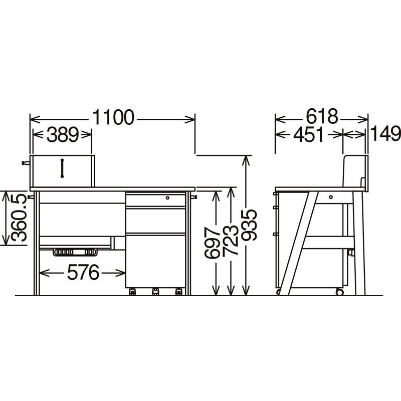 カリモク コーディ SU3680 学習デスク 奥行62cm 幅110cm オールインワンデスク ＰＣデスク デスクサイズ変化 ナチュラル シンプル 学習机 日本製家具 | カリモク家具 | 05
