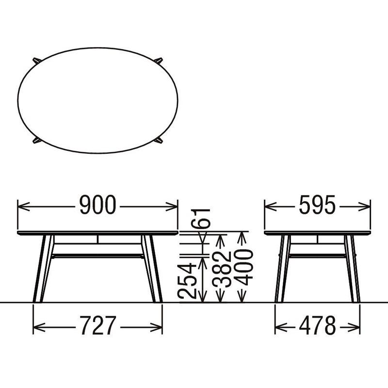 カリモク TW3210 円形90サイズ サークルリビング机 棚付きセンターテーブル ソファーテーブル 楕円 机 オーク シンプル 日本製家具 正規取扱店 | カリモク家具 | 02