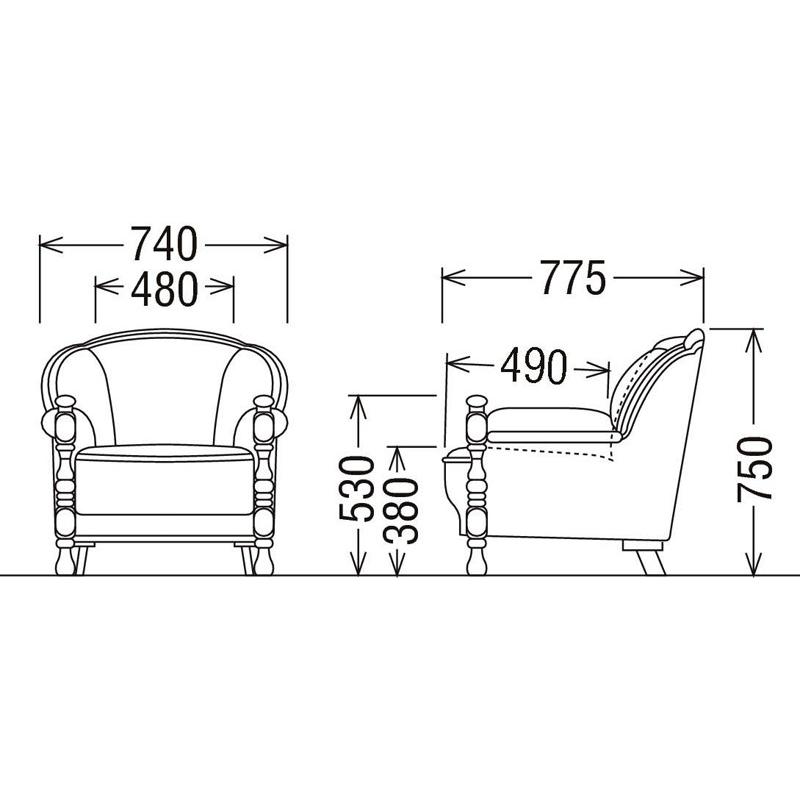 カリモク家具（KARIMOKU FURNITURE） カリモク UK2600 1Pソファ 金華山