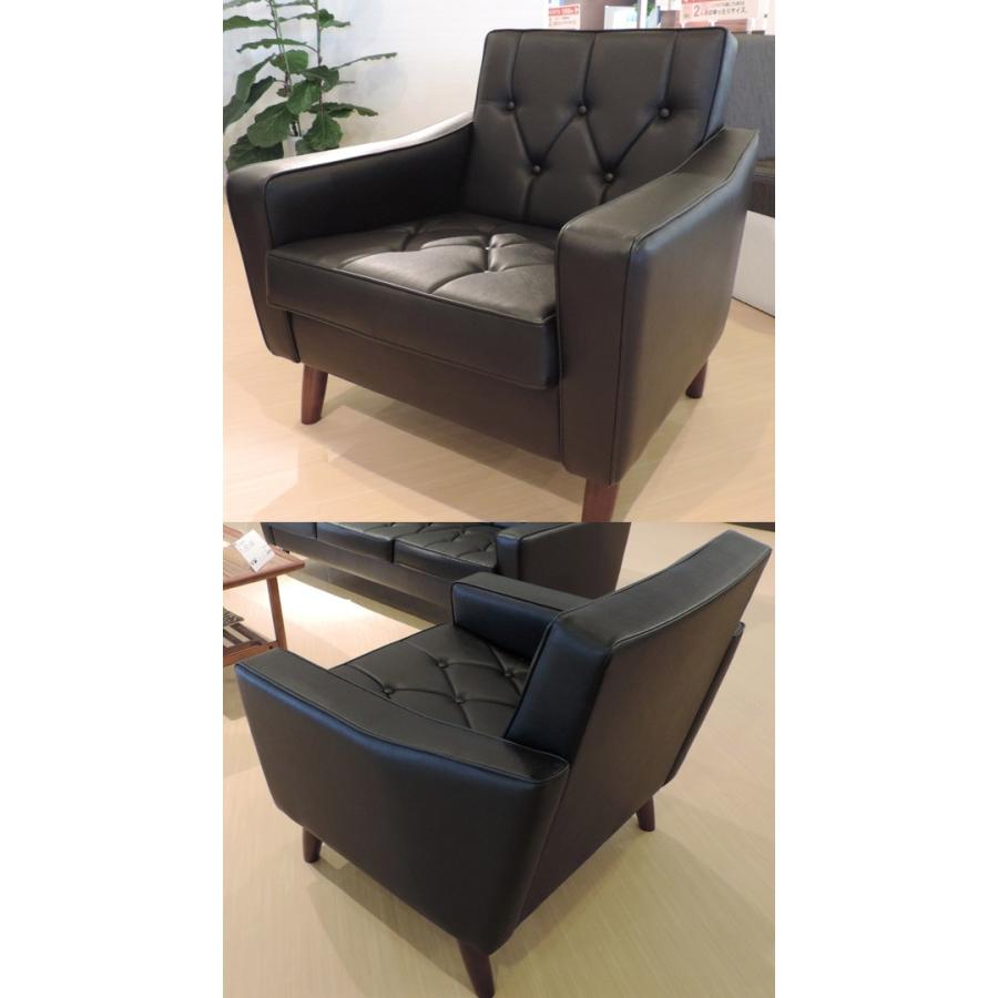 カリモク US22モデル US2280BD 肘掛椅子1Pソファ 黒ブラック 合成皮革張チェア ビンテージ風 レトロ 古風 コンパクト カフェ 日本製家具 | カリモク家具 | 02