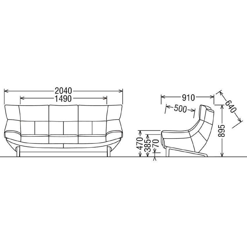 eis仕様 カリモク UU46モデル UU4603 3Pソファ 布張りトリプルソファー 三人掛椅子 長椅子 ハイバック ファブリック スタイリッシュ 日本製家具 | カリモク家具 | 01