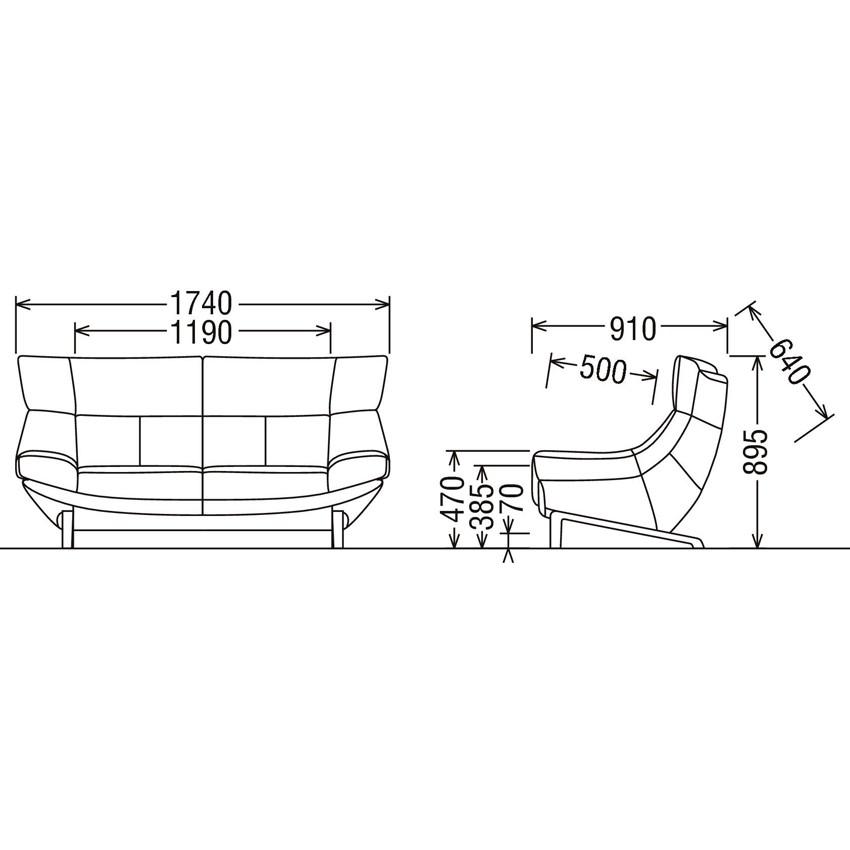 eis仕様 カリモク UU46モデル UU4612 2Pソファ 布張りラブソファー 二人掛椅子ロング ハイバック ファブリック スタイリッシュ 日本製家具 | カリモク家具 | 01