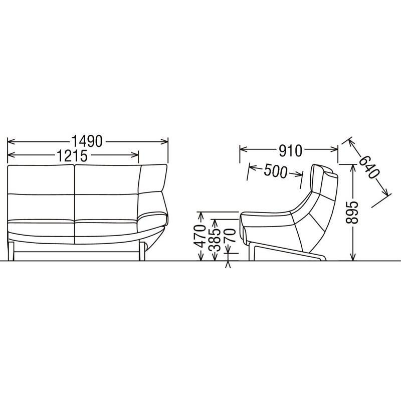 eis仕様 カリモク UU46モデル UU4629 左肘2Pソファロング 布張りラブソファー 左肘二人掛椅子ロング ハイバック ファブリック スタイリッシュ 日本製家具 | カリモク家具 | 01