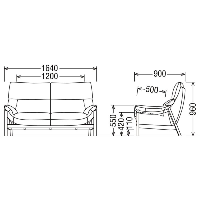 eis仕様 カリモク UU62モデル UU6212 UU6262 2Pソファ 布張りラブソファー 二人掛椅子ロング ハイバック 背面きれい かっこいい ファブリック 日本製家具 | カリモク家具 | 01