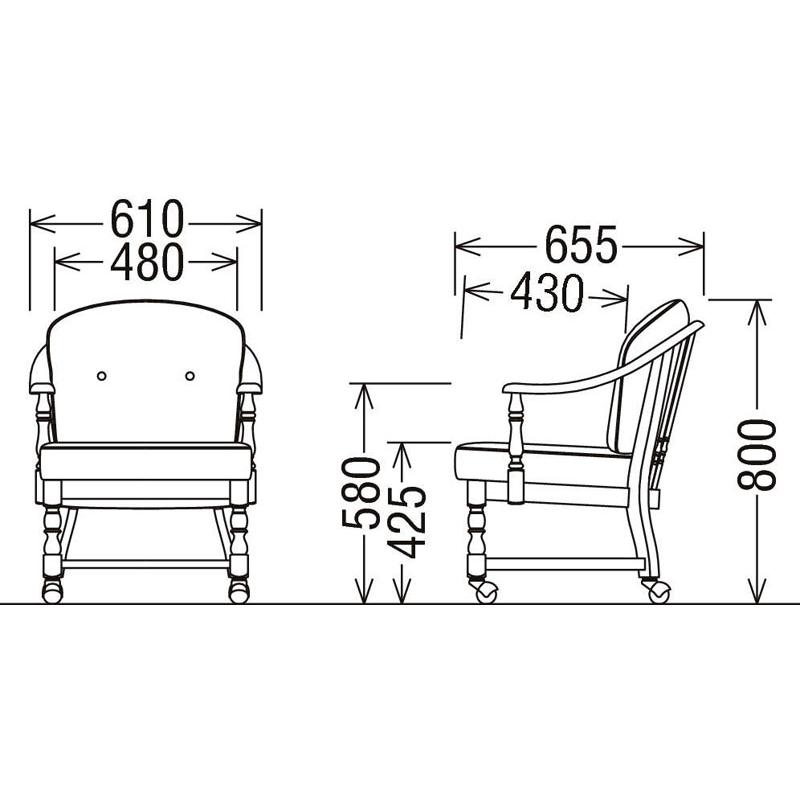 ① カリモク コロニアル ダイニングチェア 2脚セット 806039 馬車刻印