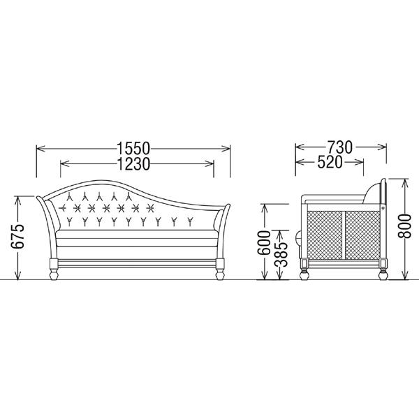 カリモク WC55モデル WC5504 肘掛けカウチソファ― 布張り花柄 籐ラタン カントリー調 コロニアル 日本製家具 | カリモク家具 | 03