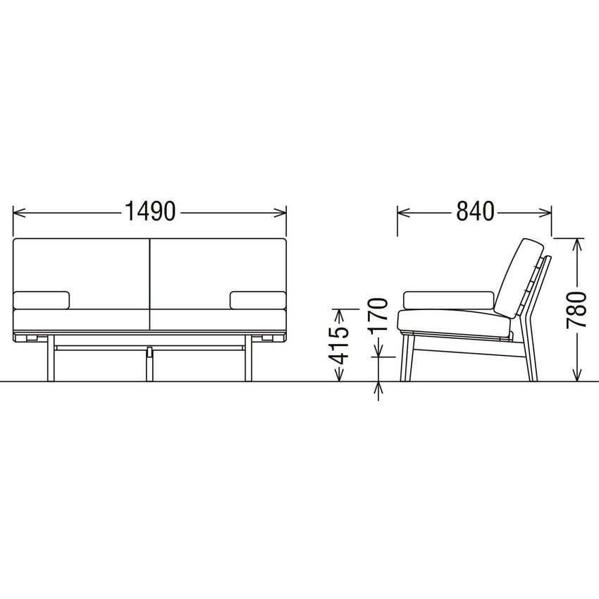 カリモク WG30モデル WG3032 WG3082 2Pソファ 布張りラブソファー クッション肘掛椅子 ファブリック カバーリング オーク 日本製家具｜e-flat｜02