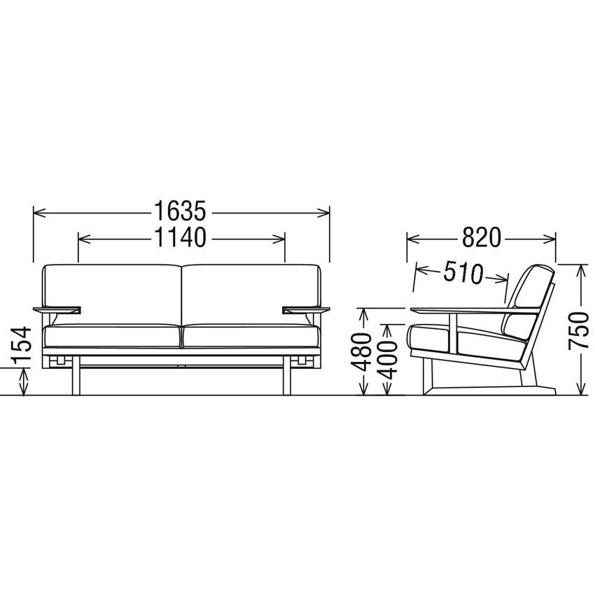 カリモク WU47モデル WU4712 WU4762 2Pソファ 二人掛け椅子ロング 平織布張 木製肘掛ソファ ファブリックフルカバーリング 日本製家具 | カリモク家具 | 01