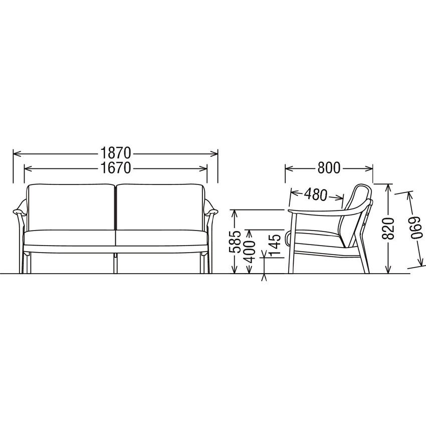 【美品】カリモク 3人掛けソファ　WW5703 3人掛けソファ WW5703 ネイビー ウォールナットナチュラル 通販