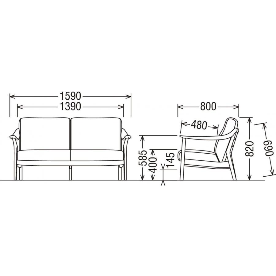 eis仕様 カリモク WW57モデル WW5712 2Pソファ 二人掛け椅子ロング 平織布張 カバーリング ラブソファ ファブリック 木製肘掛ソファ 日本製家具 | カリモク家具 | 01
