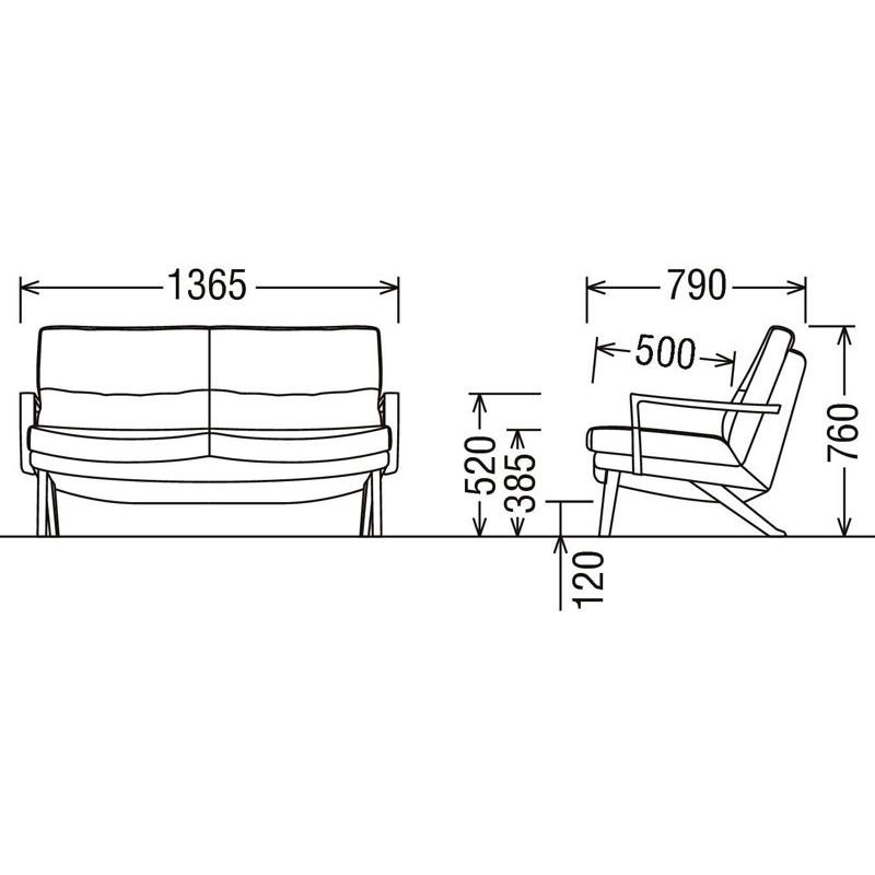 カリモク家具 カリモク ZU16モデル ZU1602 ZU1652 2Pソファ 二人