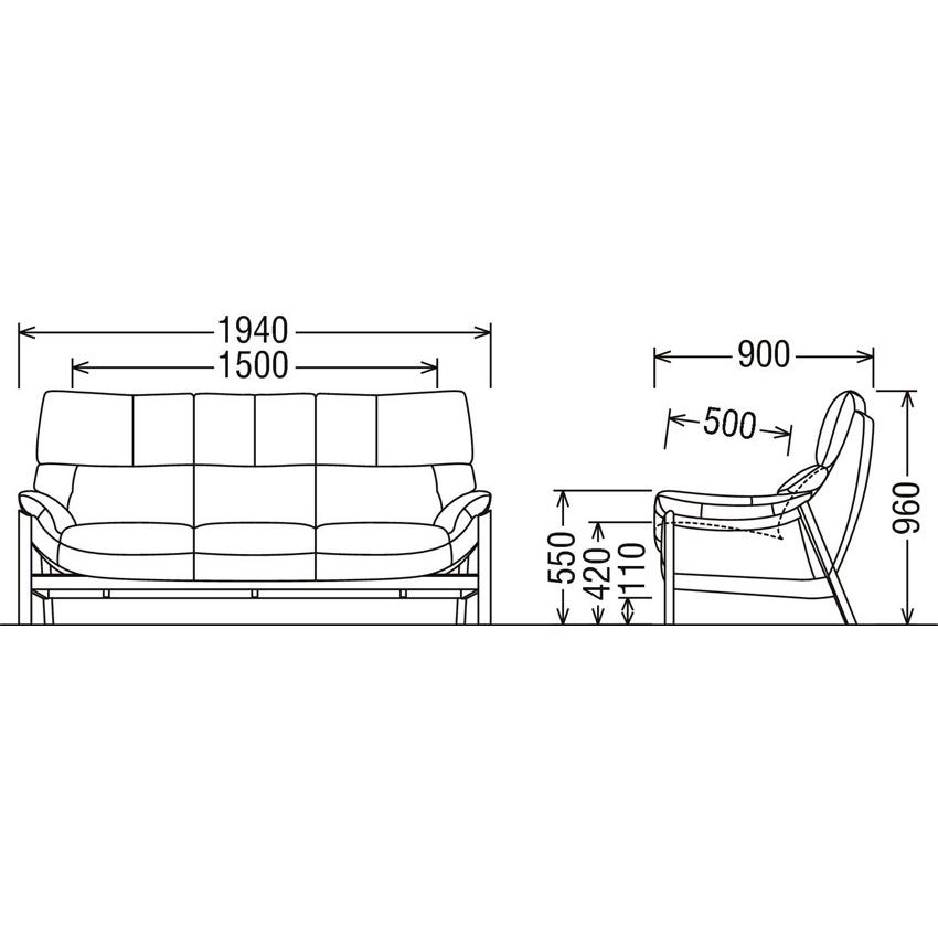 カリモク ZU62モデル ZU6203 ZU6253 3人掛けソファ 3P本革張りソファ 長椅子 肘掛椅子 ハイバック トリプルソファ 日本製家具 北欧風 背面キレイ かっこいい | カリモク家具 | 01