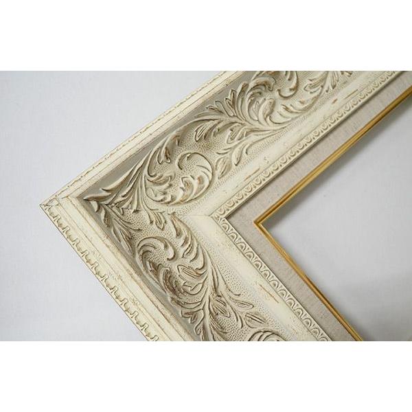 油絵額縁 8202/ホワイト F10号（530×455mm）前面UVカットアクリル仕様