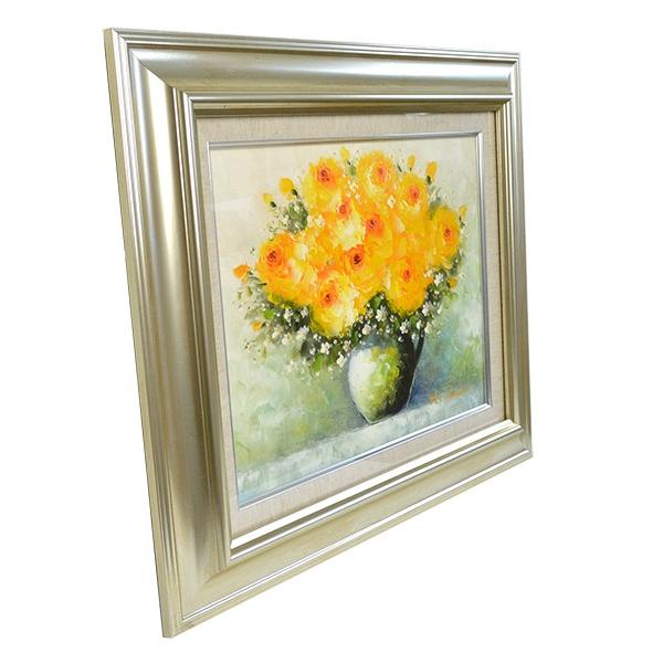 足立弘樹 『黄色い花』 作品サイズ： F10（530×455mm） 大額 : 額縁