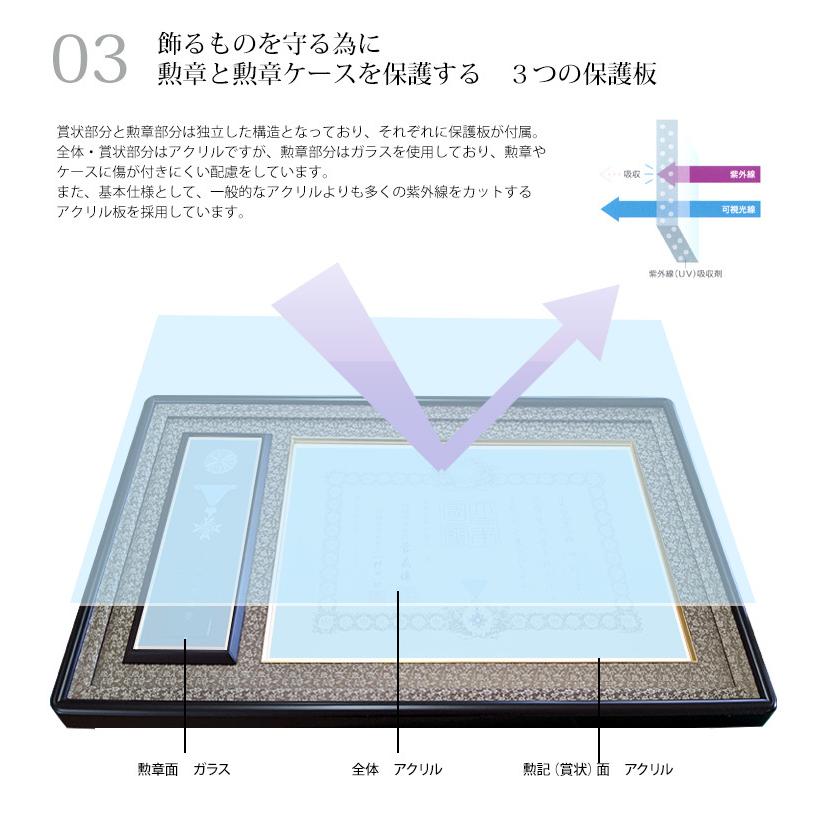 ラーソンジュール 国産高級叙勲額 J-30 勲記寸法：594×420mm用 選べる布マット2色 前面アクリル（勲章部分はガラス）｜e-frame｜06