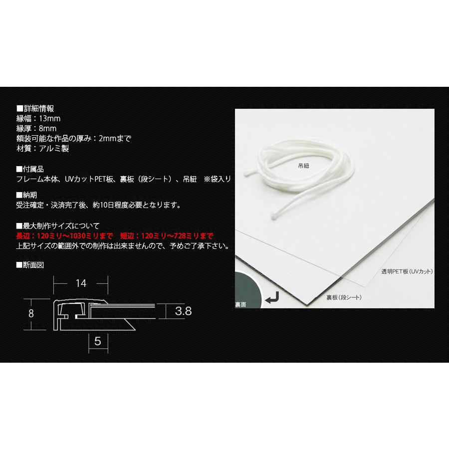 オーダーフレーム 激安アルミポスターフレーム カラータイプ 特注サイズ 【タテヨコ合計1601〜1700mmまで】額縁 ※送料別商品｜e-frame｜03