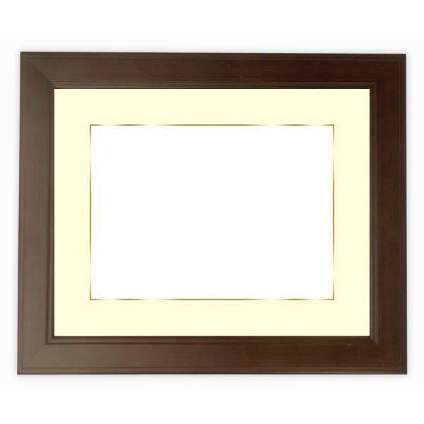 額縁 フレーム 写真用額縁 130型 A2（594×420mm）専用 前面ガラス仕様 マット付き（金色細縁付き）｜e-frame