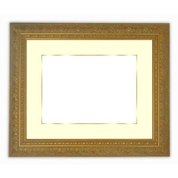 超美品 額縁　フレーム　写真用額縁　420型/ゴールド　写真全紙（560×457mm）専用　前面アクリル仕様　マット付き（金色細縁付き） 額縁