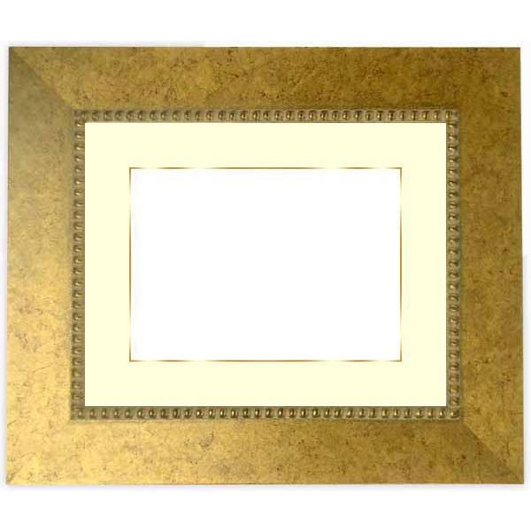 額縁 フレーム 写真用額縁 HQ869/ゴールド 写真六つ切（254×203mm）専用 前面UVカットアクリル仕様 マット付き（金色細縁付き）｜e-frame