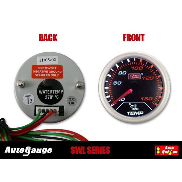AUTO GAUGE（オートゲージ） 水温計 SWL52φ スモークメーター ホワイト 