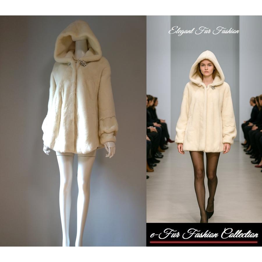エレガンスと愛らしさを兼ね備えたパールホワイトミンクコート 一点物