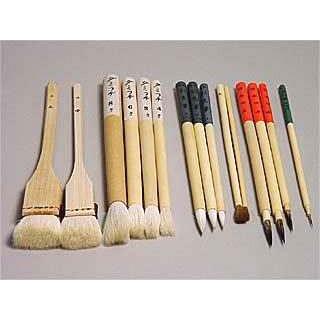 絵付けセット　筆 陶芸用品 熊野筆｜釉掛け・絵付け筆セット A 6種、15本組 : 陶芸.com e