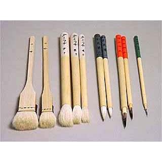 陶芸 釉掛け 絵付け筆セット B 5種、10本組 陶芸用絵の具、絵付け用品