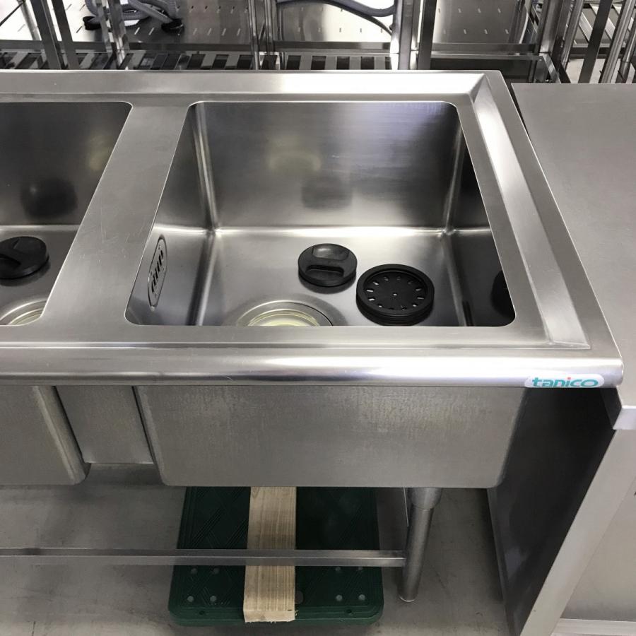 ☆中古品　タニコー3槽シンク　1500x600x800mm☆ 両面三槽シンク ※片面側アール部分ビス穴あり タニコー 中古 : 業務用