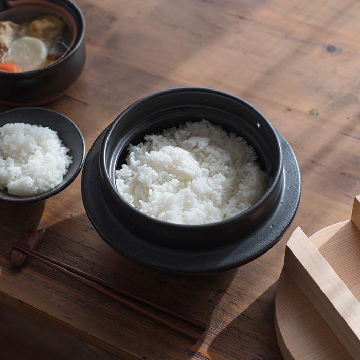 日常茶飯器 羽釜 3合ごはん鍋(内蓋付） 炊飯 土鍋 0100-0001 日本製