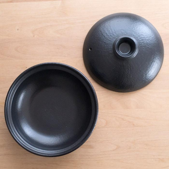日常茶飯器 黒 7．5号平鍋（持ち手なし） 土鍋 0100-0009 日本製