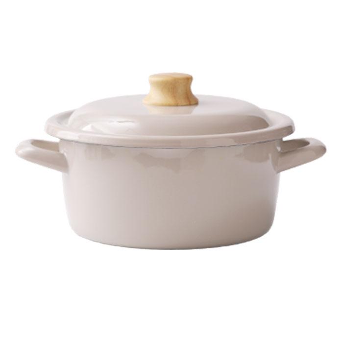 富士ホーロー コットンプラス 20cm キャセロール CTP-20W ih対応 蓋