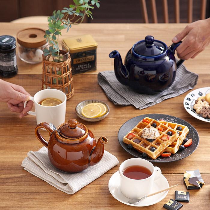 モダンティーポットセット 陶器製 4カップ付き